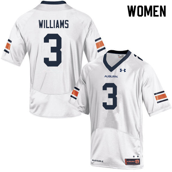 Women's Auburn Tigers #3 D.J. Williams White 2019 College Stitched Football Jersey